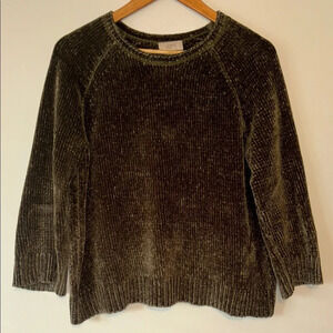 LOFT Outlet Olive Green Crew Neck Sweater